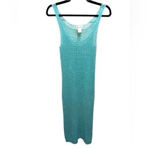L’Atiste Turquoise Metallic Knit Swim Beach Cover up Sz M Women